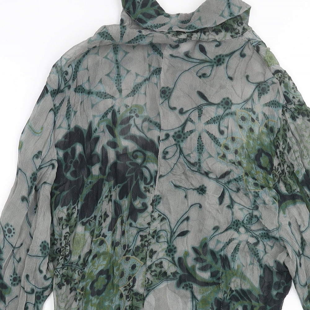 Summum Womens Multicoloured Geometric Polyester Basic Blouse Size 8 V-Neck - Frill Semi Sheer