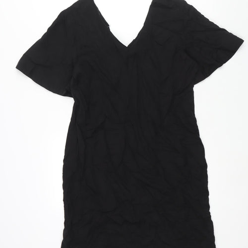 b.young Womens Black Lyocell Shift Size 10 V-Neck Pullover