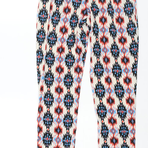 New Look Womens Multicoloured Geometric Polyester Harem Trousers Size 8 L29 in Regular - Elasticated Waist