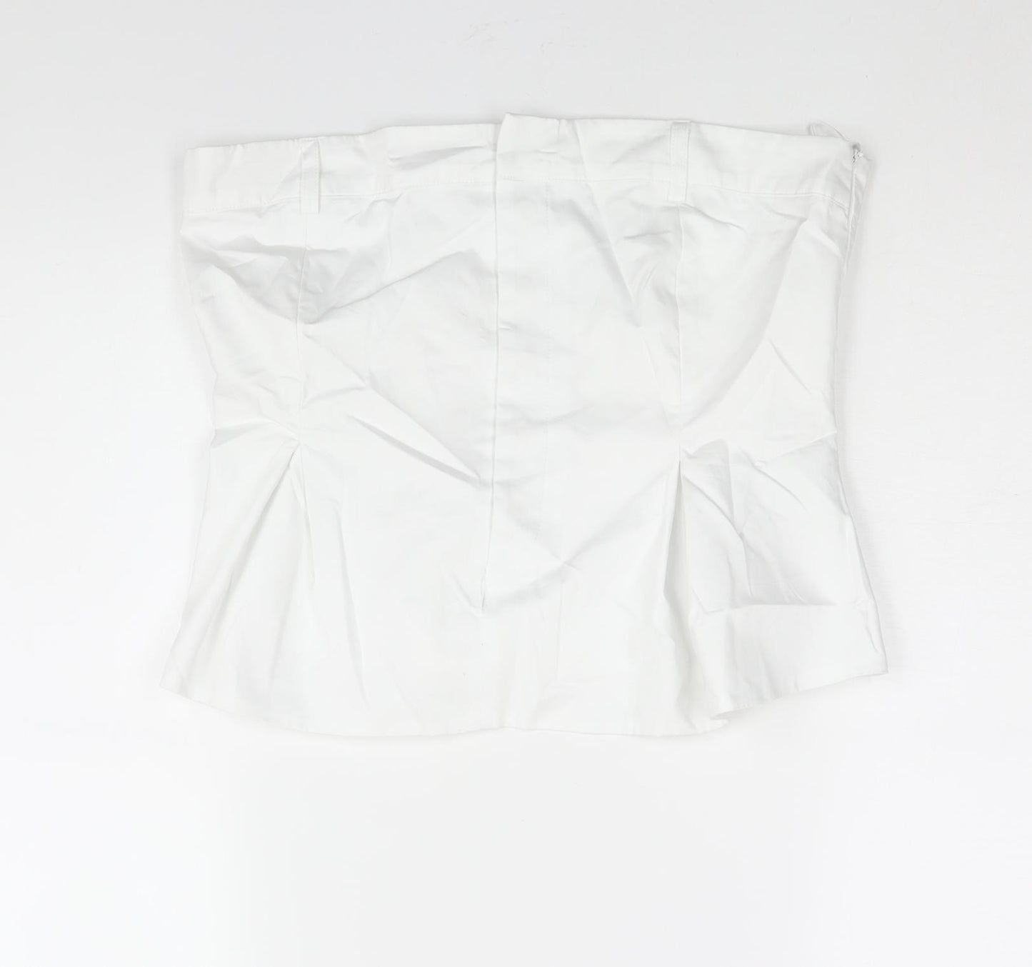 Zara Womens White Cotton Basic Blouse Size L Square Neck