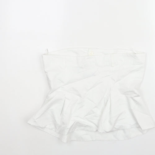 Zara Womens White Cotton Basic Blouse Size L Square Neck