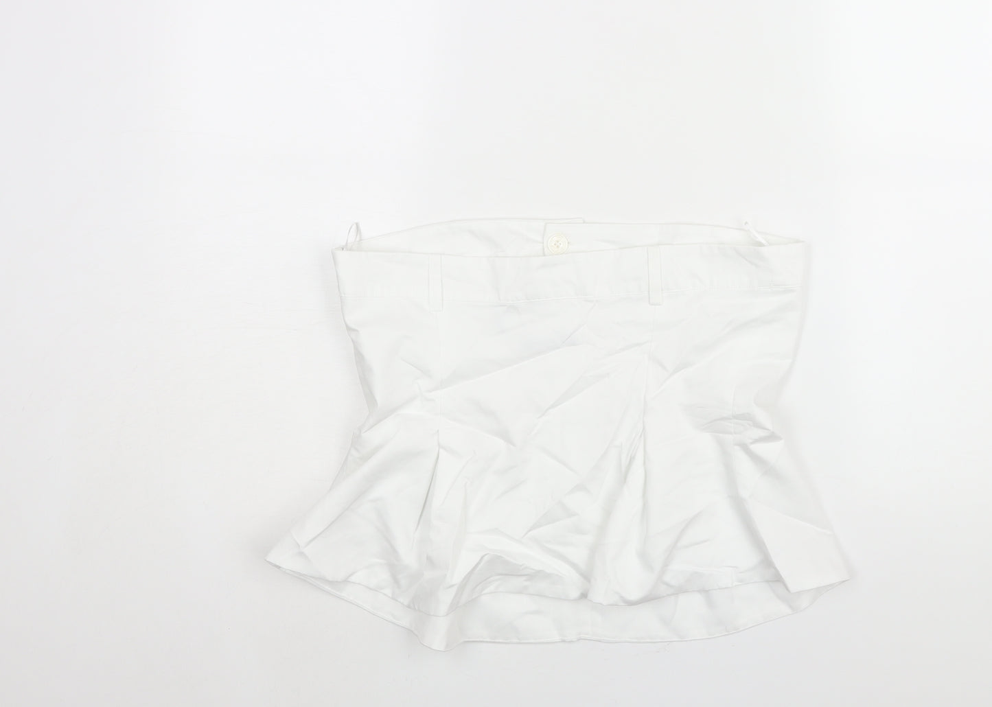 Zara Womens White Cotton Basic Blouse Size L Square Neck