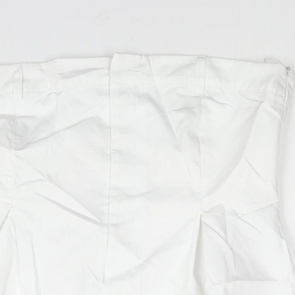 Zara Womens White Cotton Basic Blouse Size L Square Neck