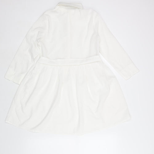 PRETTYLITTLETHING Womens White Polyester Shirt Dress Size 8 Collared Button