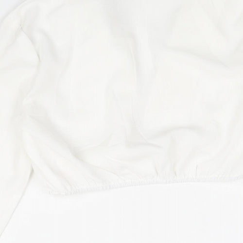 PRETTYLITTLETHING Womens White Polyester Cropped Blouse Size 6 Collared