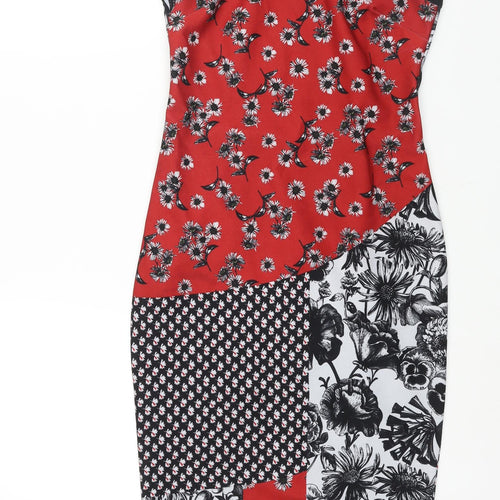 NEXT Womens Multicoloured Geometric Polyester Bodycon Size 8 Round Neck Zip