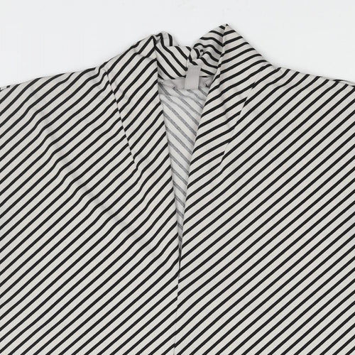 H&M Womens Black Striped Polyester Basic Blouse Size M V-Neck