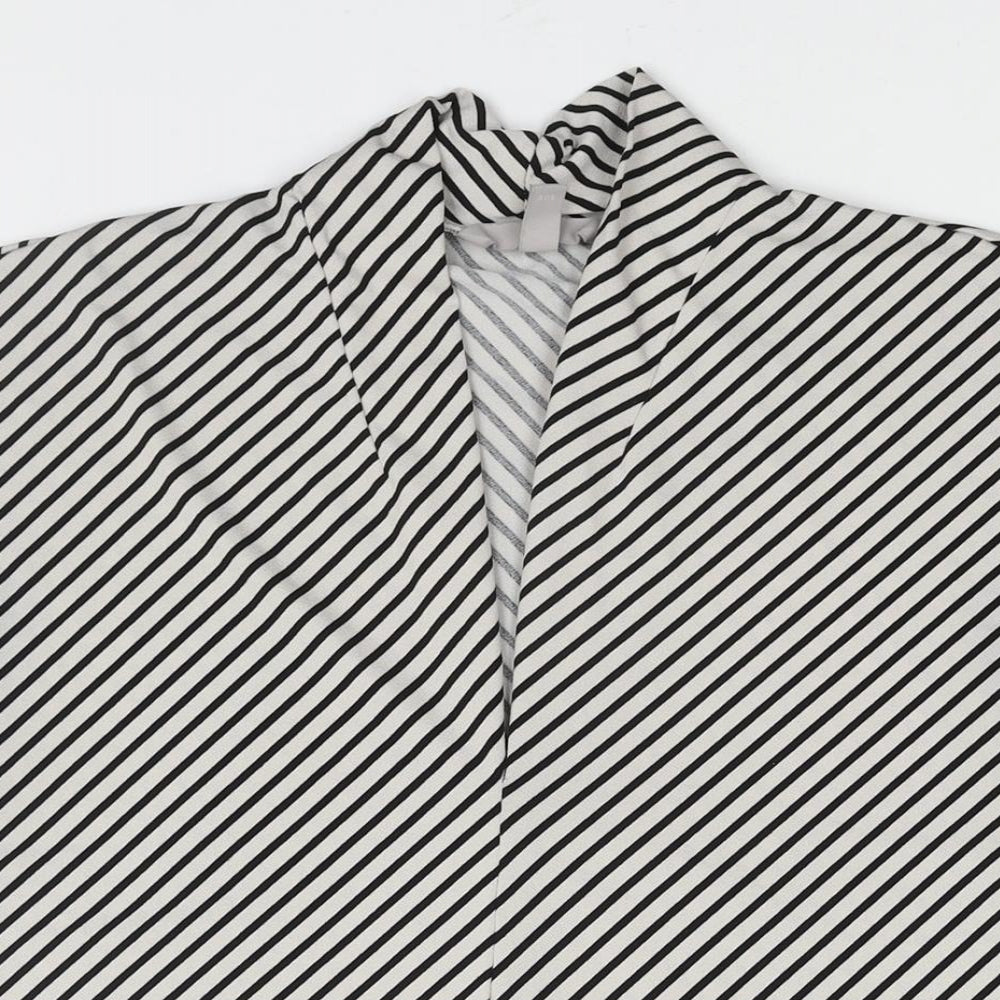 H&M Womens Black Striped Polyester Basic Blouse Size M V-Neck