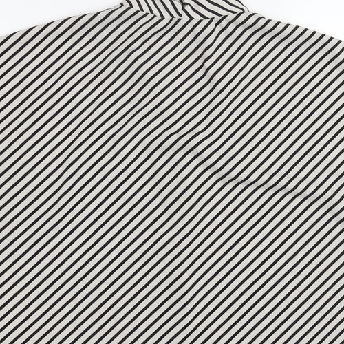 H&M Womens Black Striped Polyester Basic Blouse Size M V-Neck