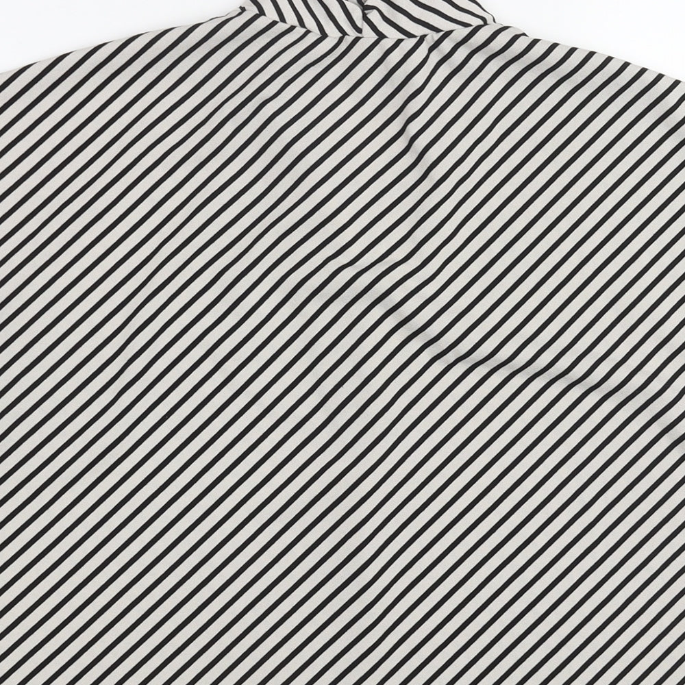 H&M Womens Black Striped Polyester Basic Blouse Size M V-Neck