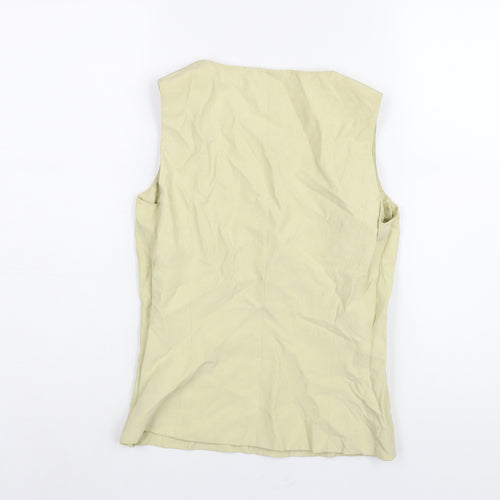 Kaliko Womens Yellow Silk Basic Blouse Size 8 Square Neck - Floral Embroidery