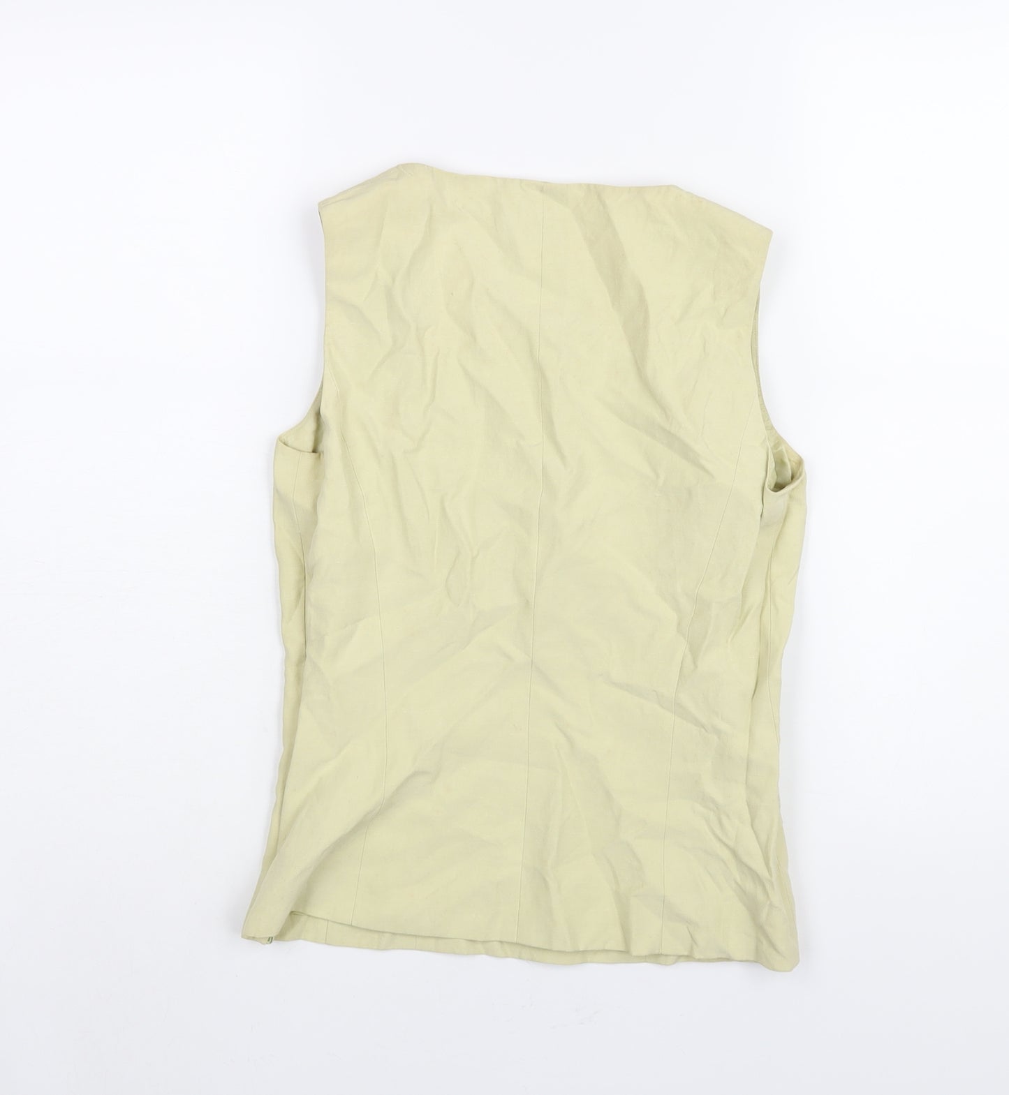 Kaliko Womens Yellow Silk Basic Blouse Size 8 Square Neck - Floral Embroidery