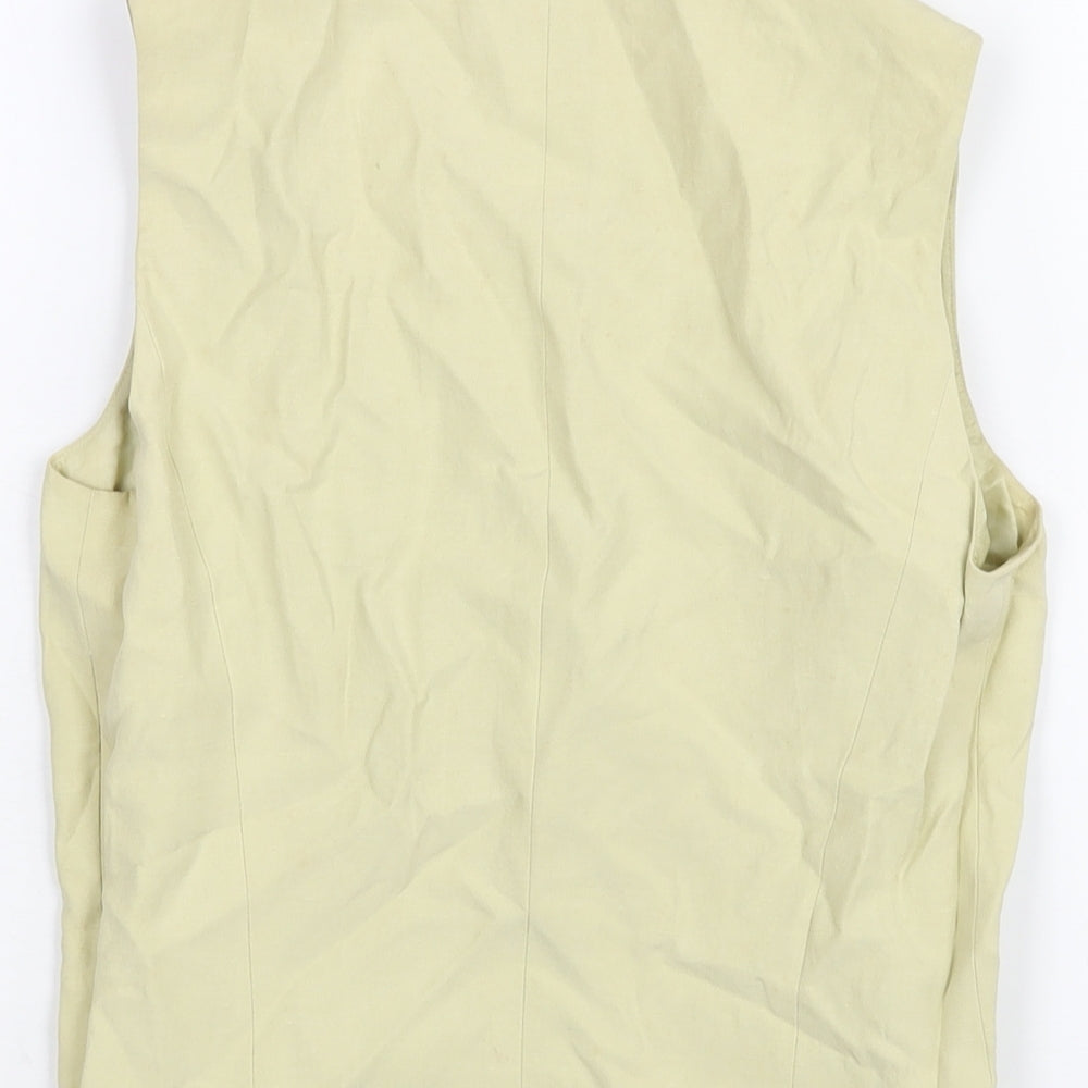 Kaliko Womens Yellow Silk Basic Blouse Size 8 Square Neck - Floral Embroidery