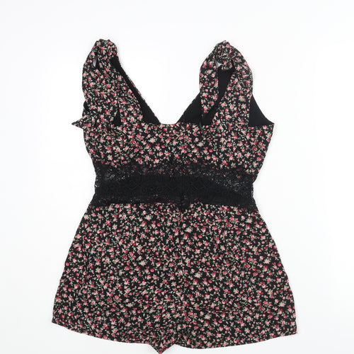 Honey Punch Womens Multicoloured Floral Polyester Playsuit One-Piece Size M Zip - Lace Detail