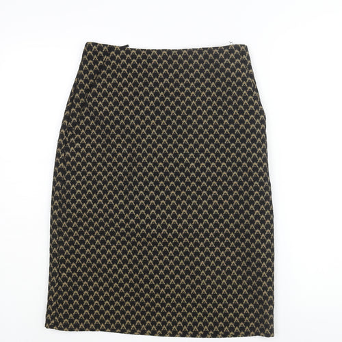Marks and Spencer Womens Black Geometric Polyester Straight & Pencil Skirt Size 8 Zip