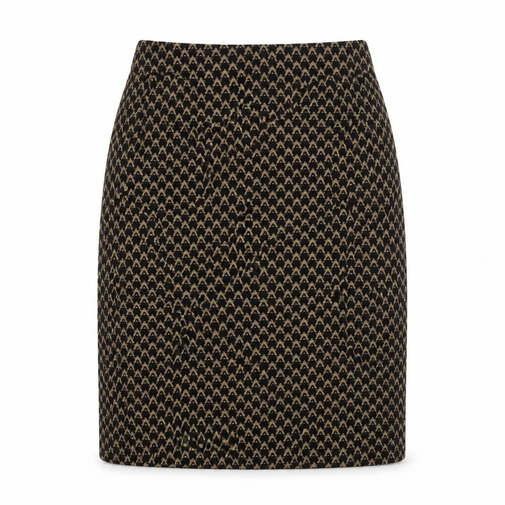Marks and Spencer Womens Black Geometric Polyester Straight & Pencil Skirt Size 8 Zip