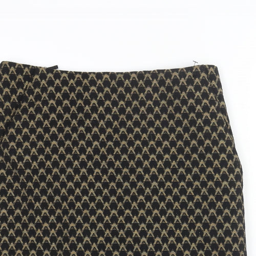 Marks and Spencer Womens Black Geometric Polyester Straight & Pencil Skirt Size 8 Zip