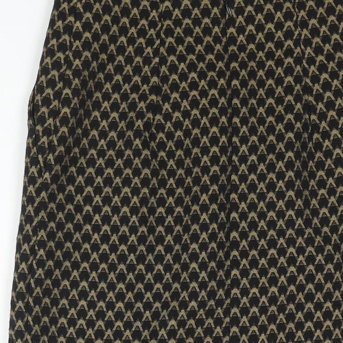 Marks and Spencer Womens Black Geometric Polyester Straight & Pencil Skirt Size 8 Zip