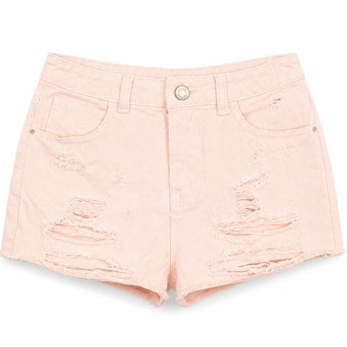 Denim & Co. Womens Pink Cotton Cut-Off Shorts Size 6 Regular Zip - Distressed Denim