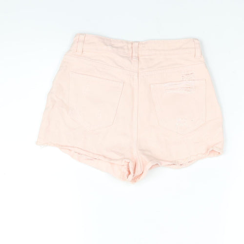 Denim & Co. Womens Pink Cotton Cut-Off Shorts Size 6 Regular Zip - Distressed Denim