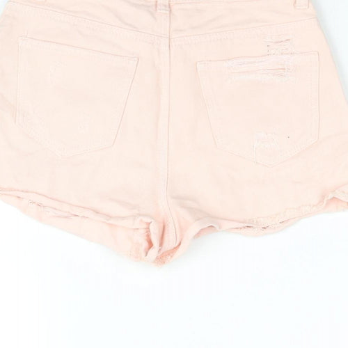 Denim & Co. Womens Pink Cotton Cut-Off Shorts Size 6 Regular Zip - Distressed Denim