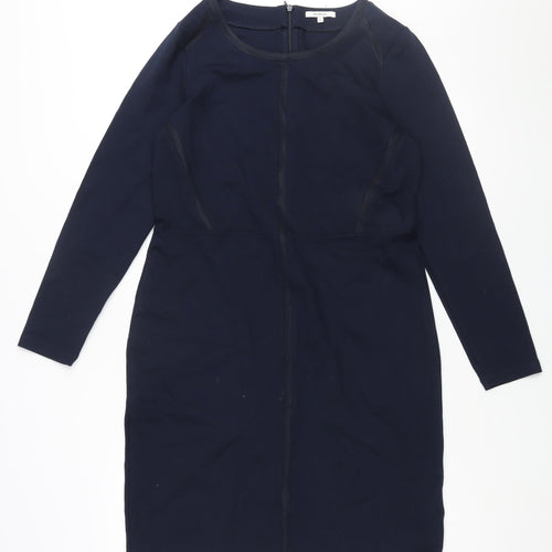 Sandwich Womens Blue Viscose Shift Size L Round Neck Zip