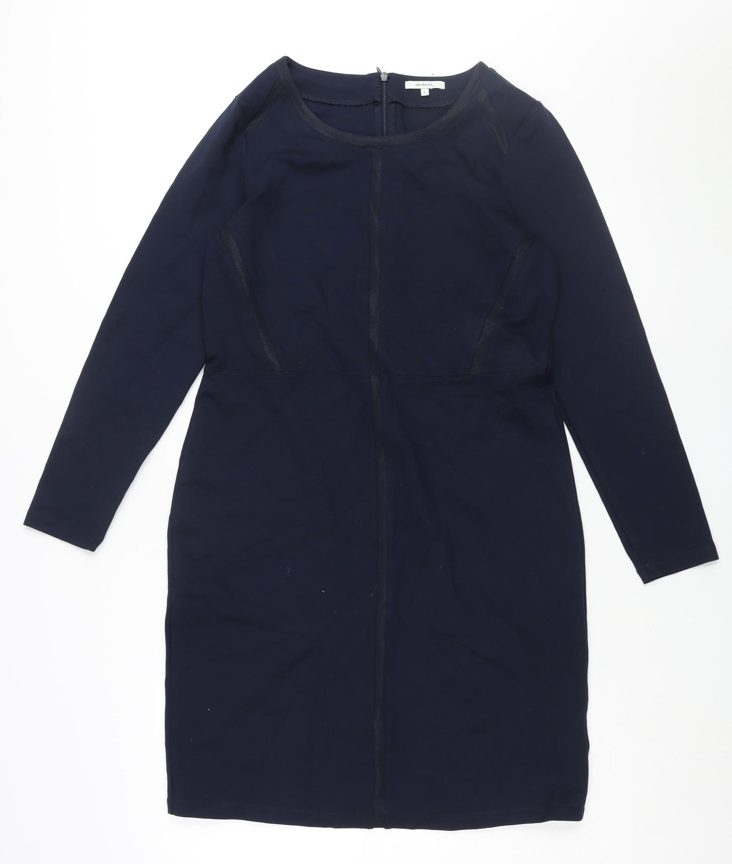 Sandwich Womens Blue Viscose Shift Size L Round Neck Zip