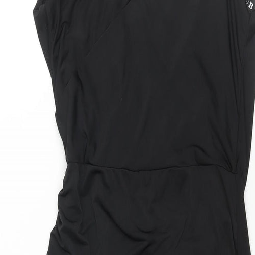 Club L Womens Black Polyester Wrap Dress Size 10 V-Neck Pullover - Cowl Back