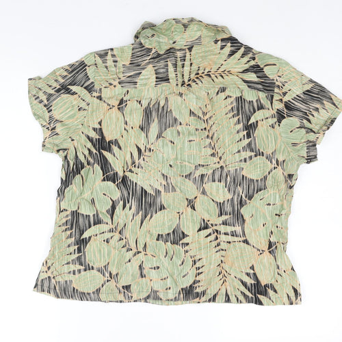 Nani Womens Green Geometric Viscose Basic Button-Up Size L Collared - Plant Print