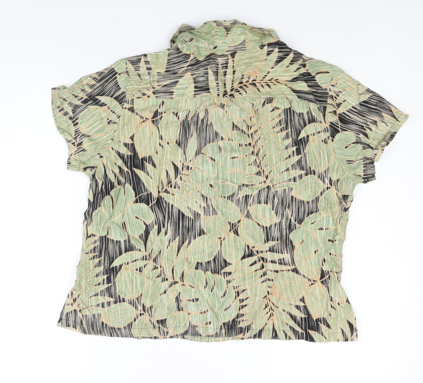 Nani Womens Green Geometric Viscose Basic Button-Up Size L Collared - Plant Print