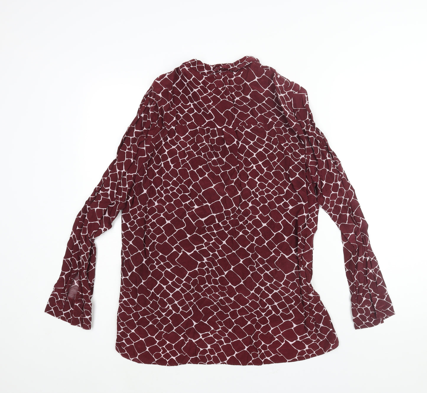 Whistles Womens Purple Geometric Cupro Basic Button-Up Size 12 Collared