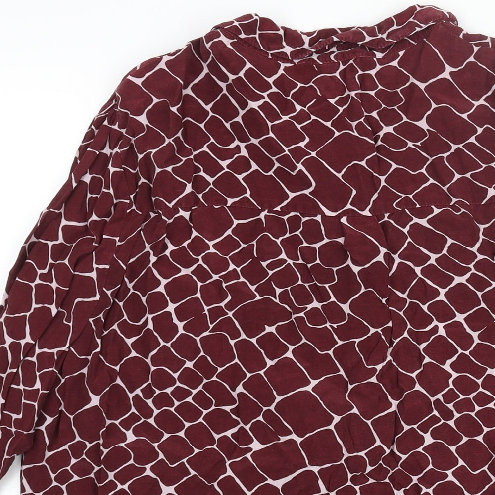 Whistles Womens Purple Geometric Cupro Basic Button-Up Size 12 Collared