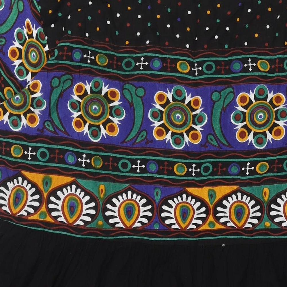 Boohoo Womens Black Geometric Viscose A-Line Size 20 Round Neck Pullover