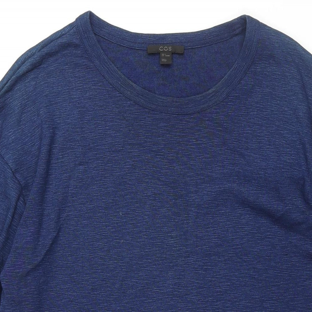 COS Womens Blue Cotton A-Line Size S Crew Neck Pullover - Panel Detail