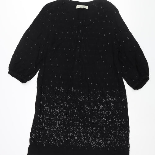Gerard Darel Womens Black Viscose Shift Size 18 Round Neck Button - Sequin Detail