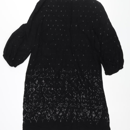 Gerard Darel Womens Black Viscose Shift Size 18 Round Neck Button - Sequin Detail