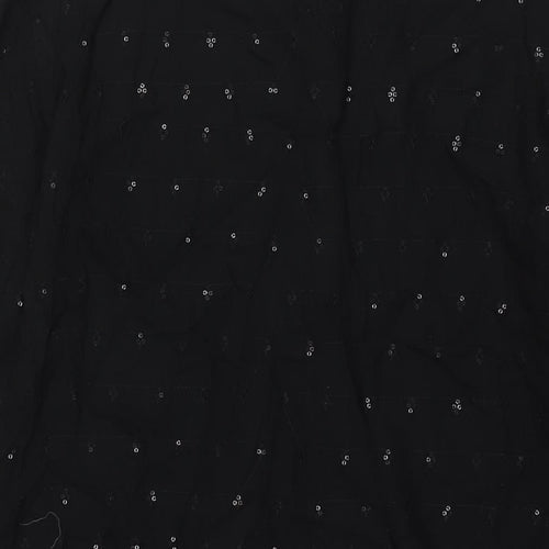 Gerard Darel Womens Black Viscose Shift Size 18 Round Neck Button - Sequin Detail