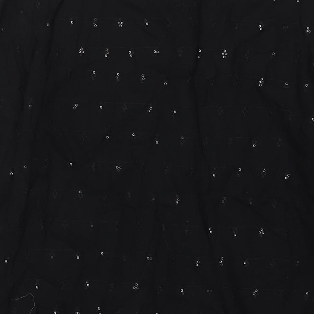 Gerard Darel Womens Black Viscose Shift Size 18 Round Neck Button - Sequin Detail