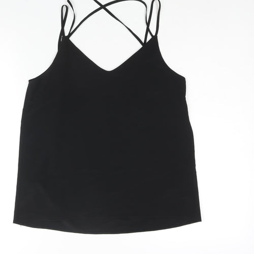 New Look Womens Black Polyester Camisole Blouse Size 10 V-Neck