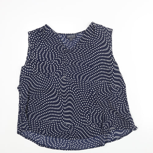 Saloos Womens Blue Geometric Polyester Camisole Blouse Size 20 V-Neck