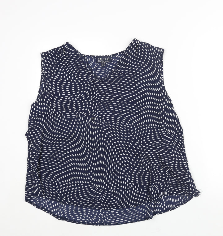 Saloos Womens Blue Geometric Polyester Camisole Blouse Size 20 V-Neck