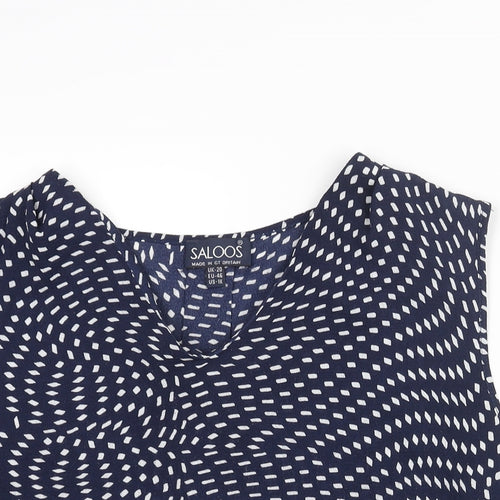 Saloos Womens Blue Geometric Polyester Camisole Blouse Size 20 V-Neck