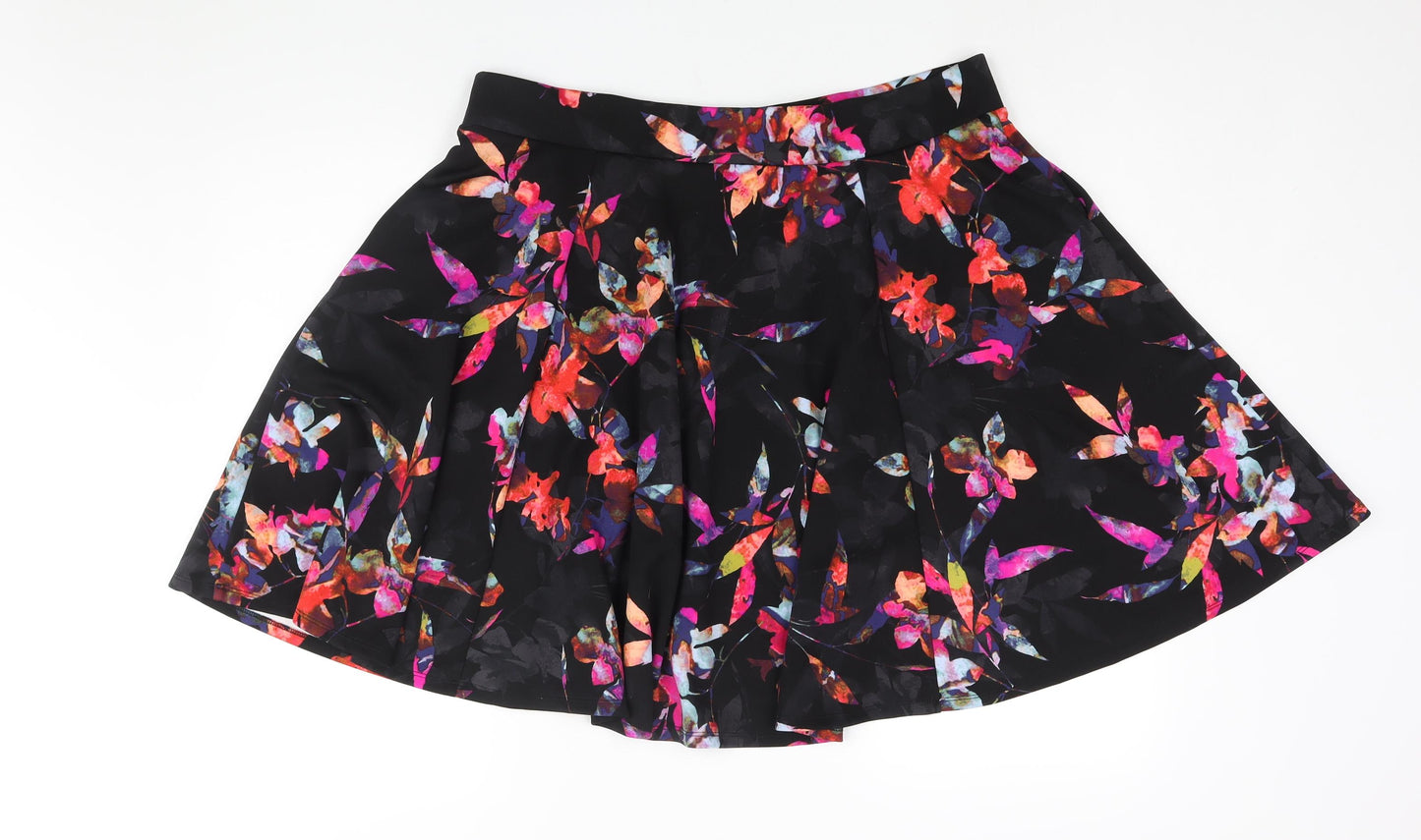 Torrid Womens Black Floral Polyester Skater Skirt Size 36 in