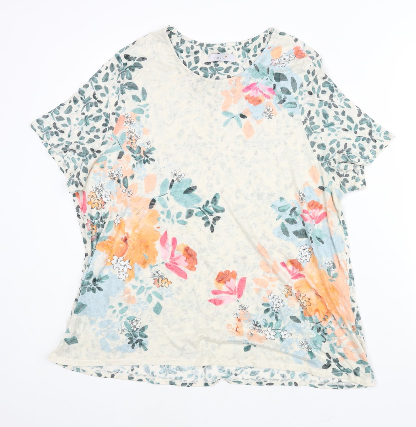 Per Una Womens Multicoloured Geometric Polyester Basic Blouse Size 22 Round Neck - Floral Print