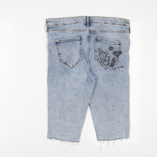 River Island Womens Blue Cotton Bermuda Shorts Size 12 L12 in Regular Zip