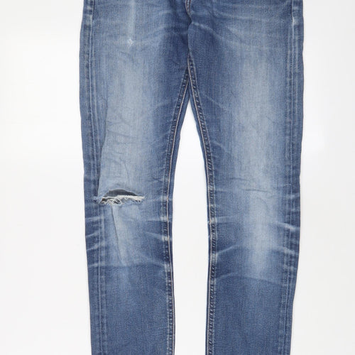 Lee Mens Blue Cotton Skinny Jeans Size 28 in L32 in Regular Zip