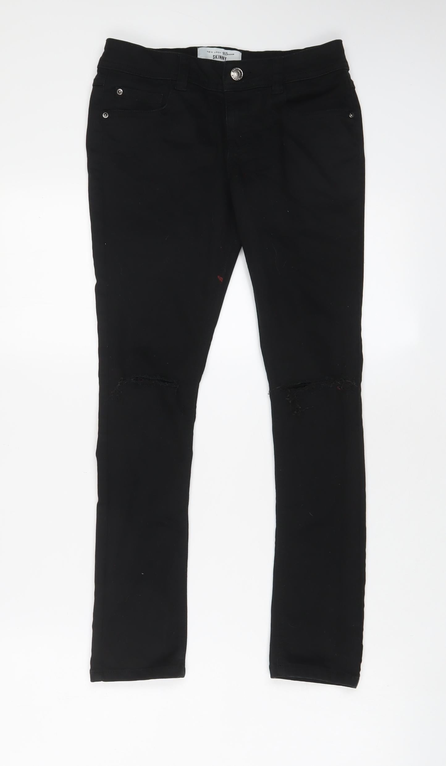 New Look Girls Black Cotton Skinny Jeans Size 11 Years L26 in Regular Zip