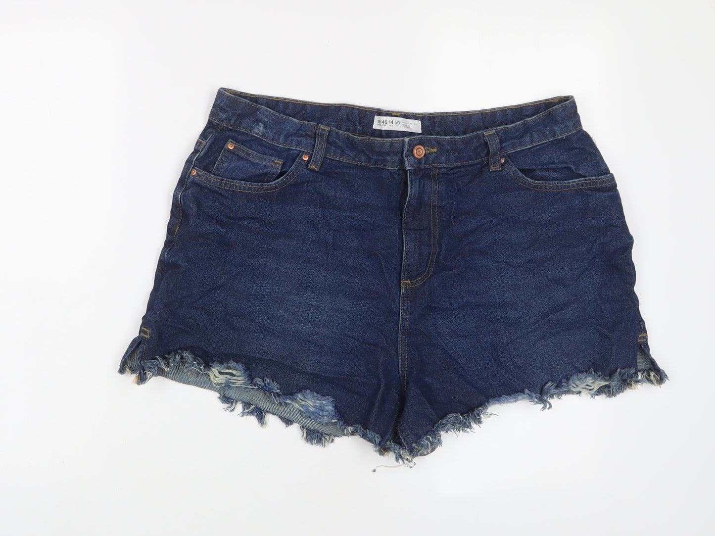 Denim & Co. Womens Blue Cotton Basic Shorts Size 18 L3 in Regular Zip