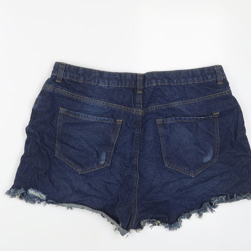 Denim & Co. Womens Blue Cotton Basic Shorts Size 18 L3 in Regular Zip
