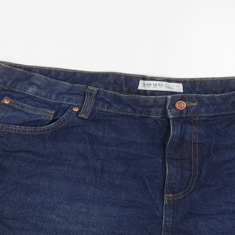 Denim & Co. Womens Blue Cotton Basic Shorts Size 18 L3 in Regular Zip